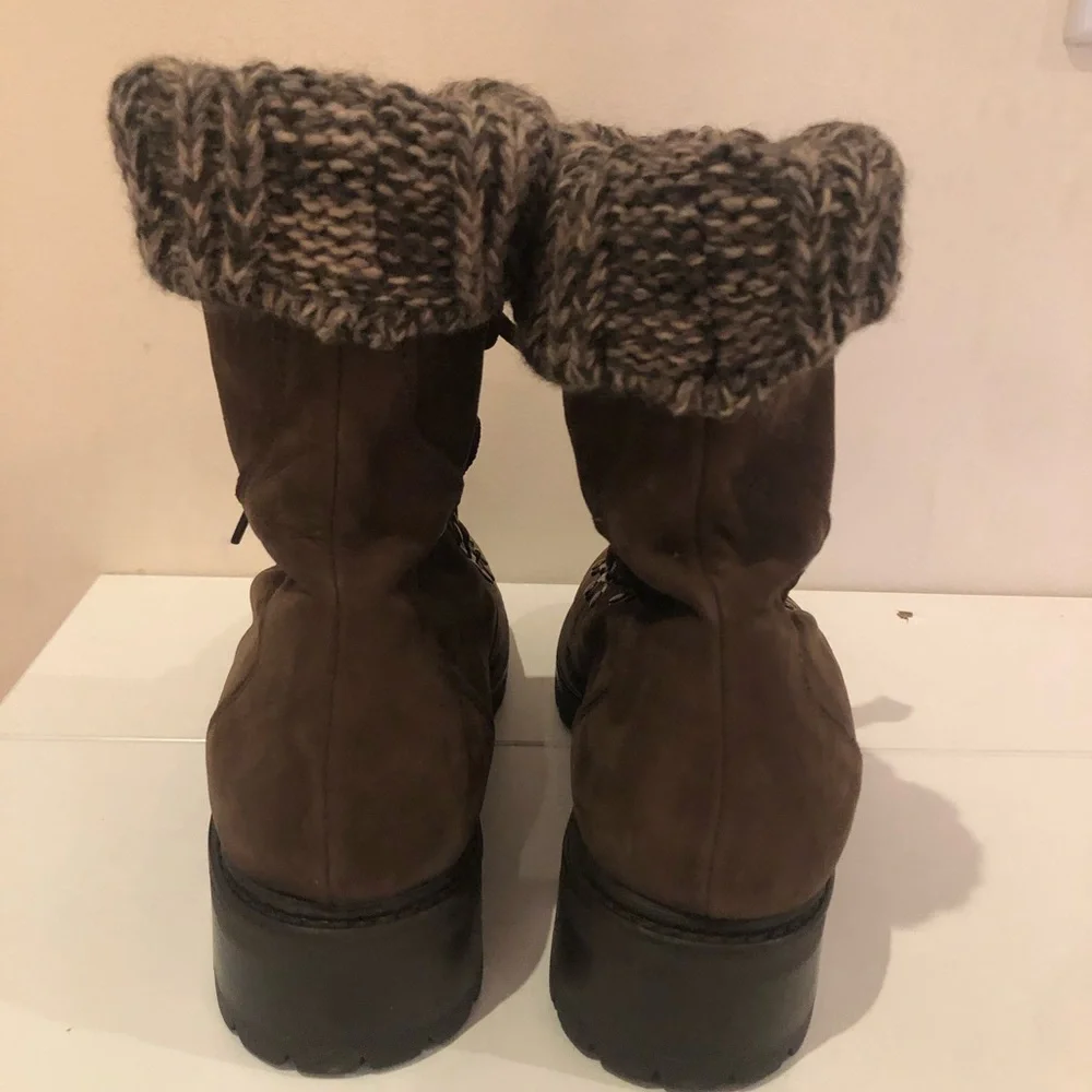 Barneys New York brown suede shearling lined boots - Picture 6 of 7